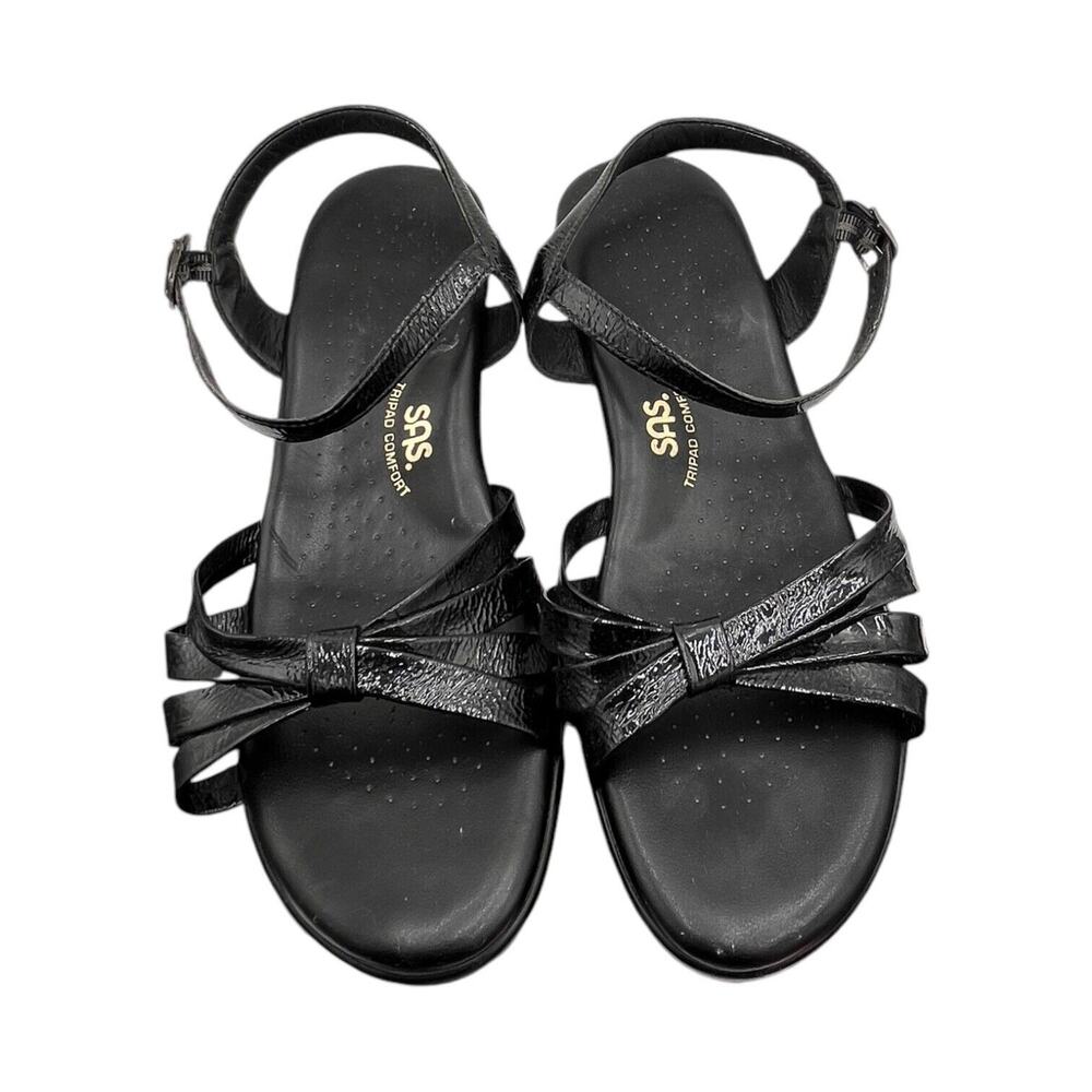 SAS Tripad Comfort Women’s‎ Black Leather Strappy Sandals Size 11.5 M Buckle